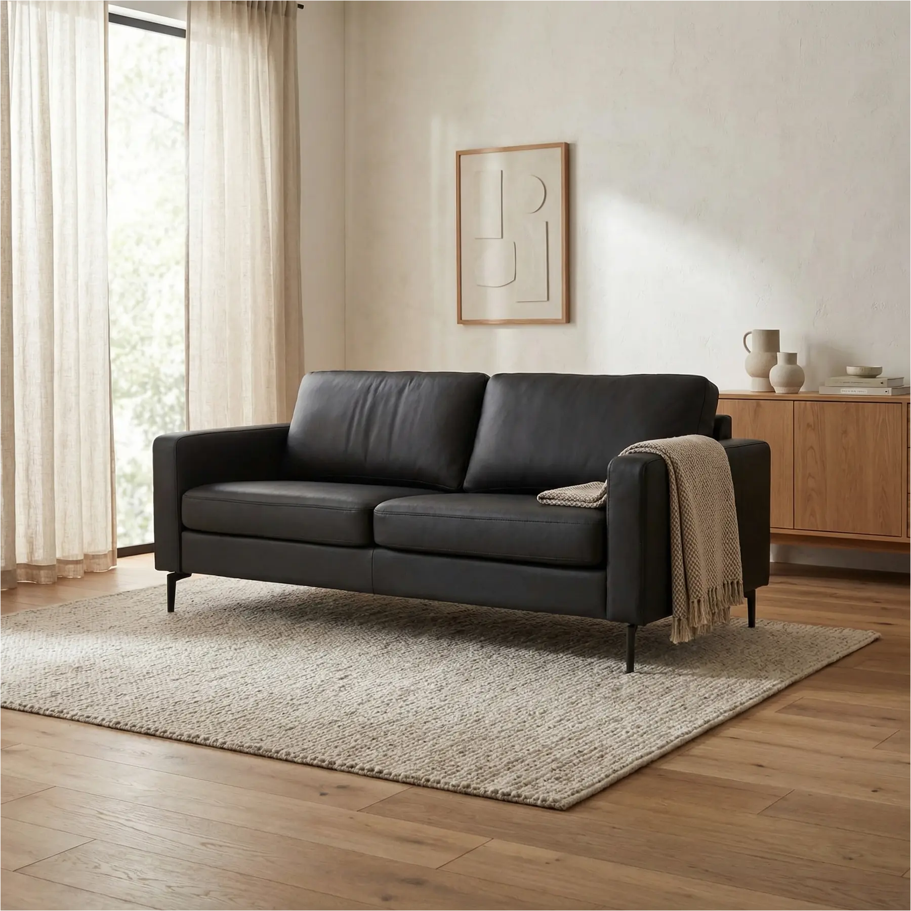 afbeelding van Leren bank Match - 3 zits